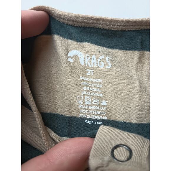 Toddler Rags to Raches One-Piece Romper Stripped gray tan Size 2T - Picture 3 of 4